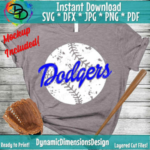 Dodgers Distressed Baseball
