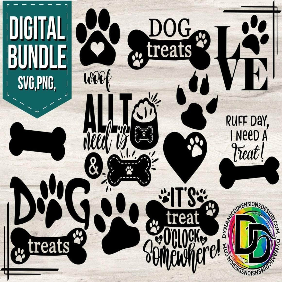 Dog Treat Bundle svg, png, instant download, dxf, eps, pdf, jpg, cricut, silhouette, sublimtion, printable