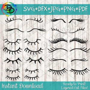 Eyelashes Clipart Bundle svg, png, instant download, dxf, eps, pdf, jpg, cricut, silhouette, sublimtion, printable