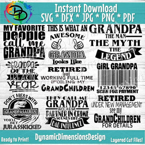 Grandpa Bundle svg, png, instant download, dxf, eps, pdf, jpg, cricut, silhouette, sublimtion, printable