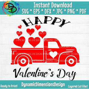 Happy Valentines Vintage Truck