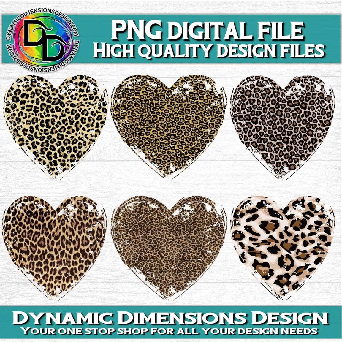 Heart Distressed Leopard Bundle svg, png, instant download, dxf, eps, pdf, jpg, cricut, silhouette, sublimtion, printable
