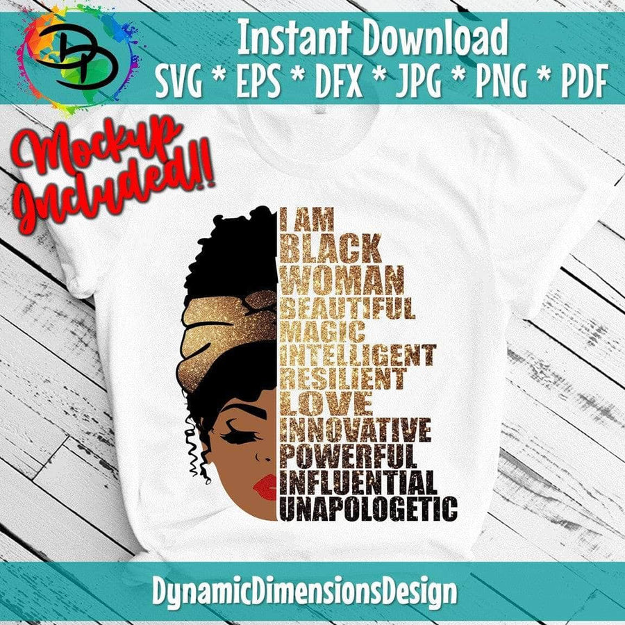 I Am Black Woman Beautiful svg, png, instant download, dxf, eps, pdf, jpg, cricut, silhouette, sublimtion, printable