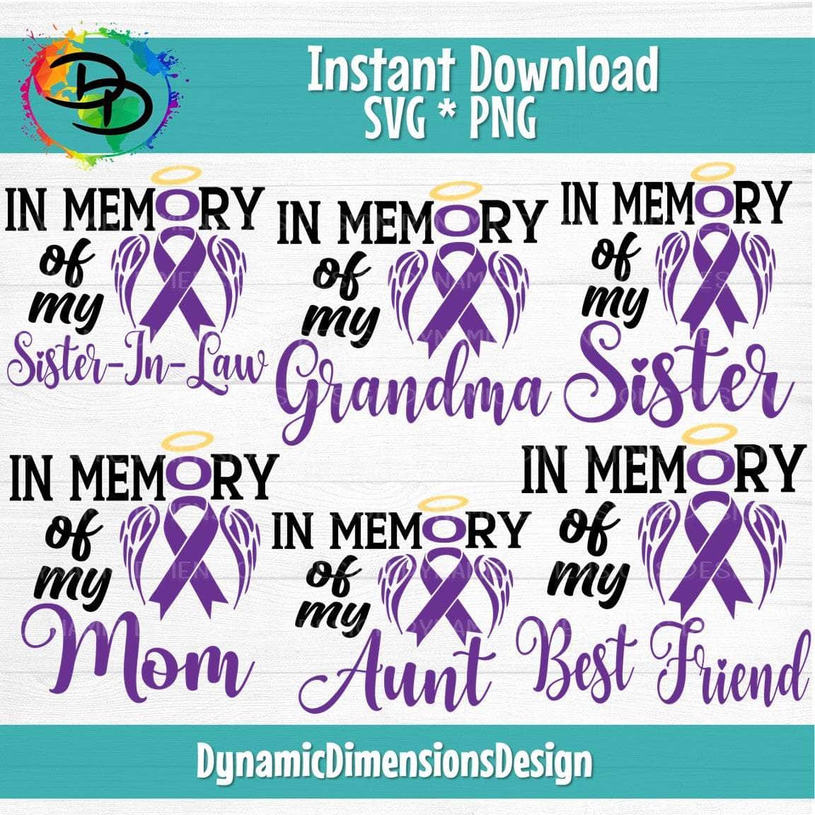 In Memory Pancreatic Cancer Bundle svg, png, instant download, dxf, eps, pdf, jpg, cricut, silhouette, sublimtion, printable