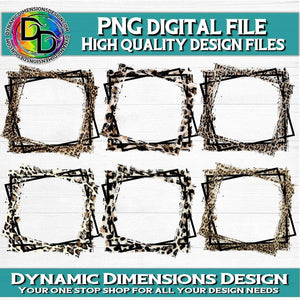 Leopard Square Frame Bundle PNG svg, png, instant download, dxf, eps, pdf, jpg, cricut, silhouette, sublimtion, printable