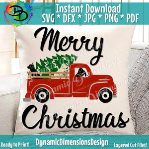 Merry Christmas Red Truck Dogs SVG/PNG