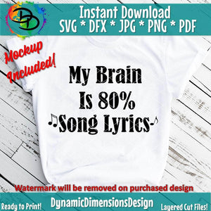 My Brain is about 80% SONG LYRICS SVG