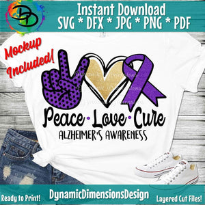 Peace love Cure Alzheimer's Awareness