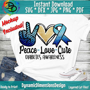 Peace love Cure Diabetes Awareness