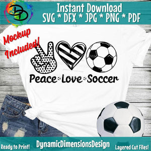 Peace, Love, Soccer SVG