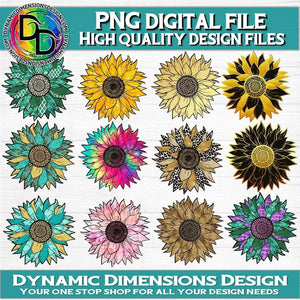PNG Sunflower Bundle svg, png, instant download, dxf, eps, pdf, jpg, cricut, silhouette, sublimtion, printable
