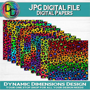 Rainbow Leopard Digital Paper Bundle