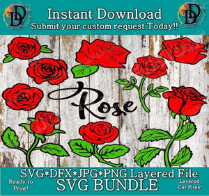 Rose Clipart Bundle svg, png, instant download, dxf, eps, pdf, jpg, cricut, silhouette, sublimtion, printable