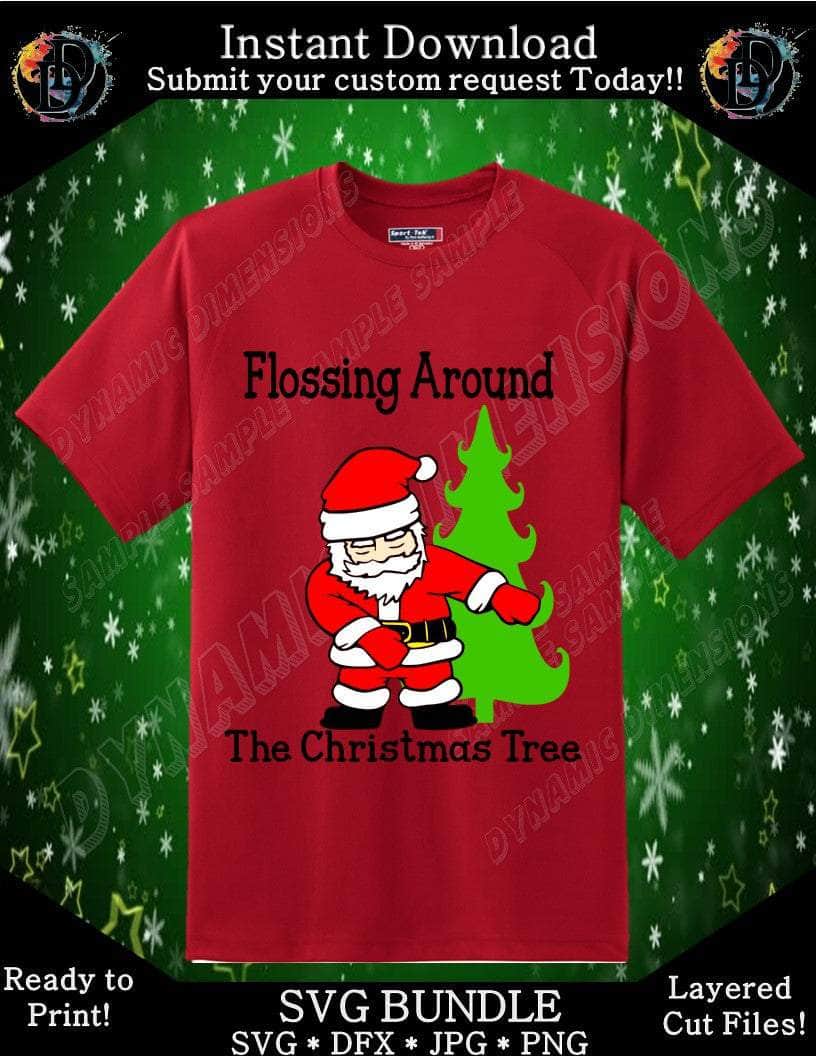 Santa Flossing around the Christmas tree