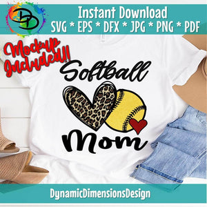 Softball Mom Leopard Heart