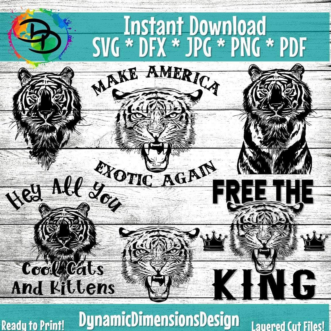 Tiger King Bundle svg, png, instant download, dxf, eps, pdf, jpg, cricut, silhouette, sublimtion, printable