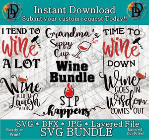 Wine svg Bundle svg, png, instant download, dxf, eps, pdf, jpg, cricut, silhouette, sublimtion, printable